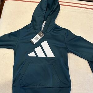 NEW!Adidas Dark Teal Hoodie with White Emblem